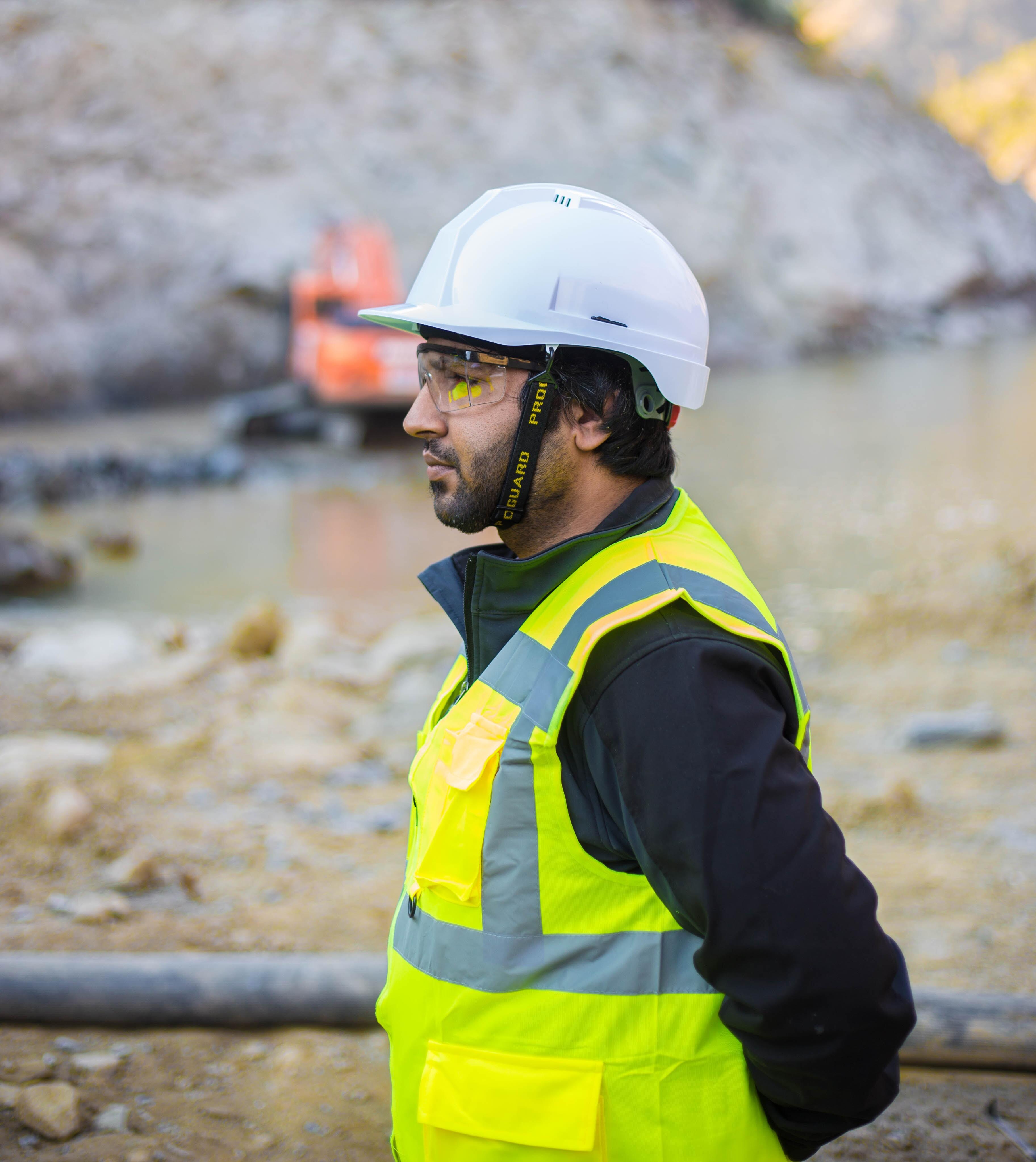 Construction worker in safety gear